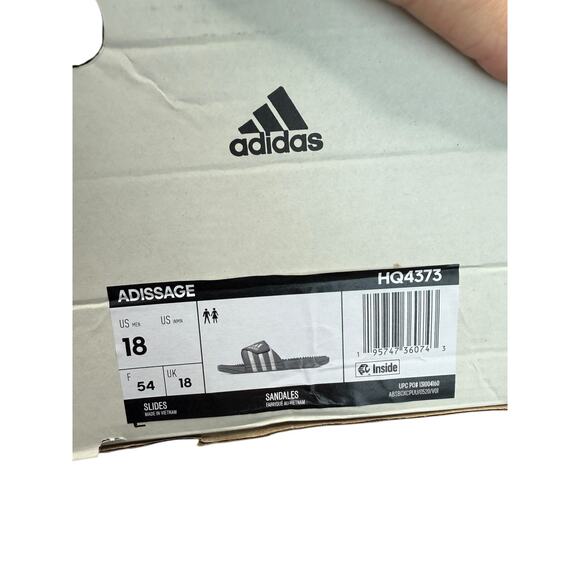 NEW Adidas Adissage Slides Sandals Grey White Men's US 18 Pool Shoes Comfort - Picture 7 of 7